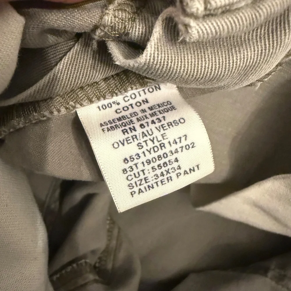 Polo Jeans Co Ralph Lauren Mens 34x34 Painter Pants Gray Taupe Cotton Canvas‎